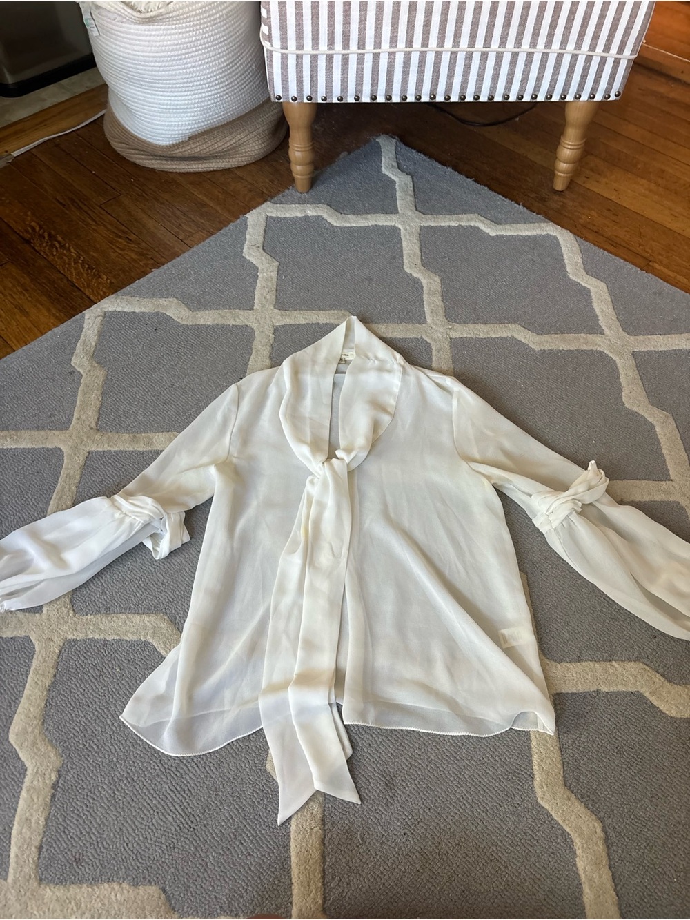 Max Studio Cream Tie-Neck Blouse